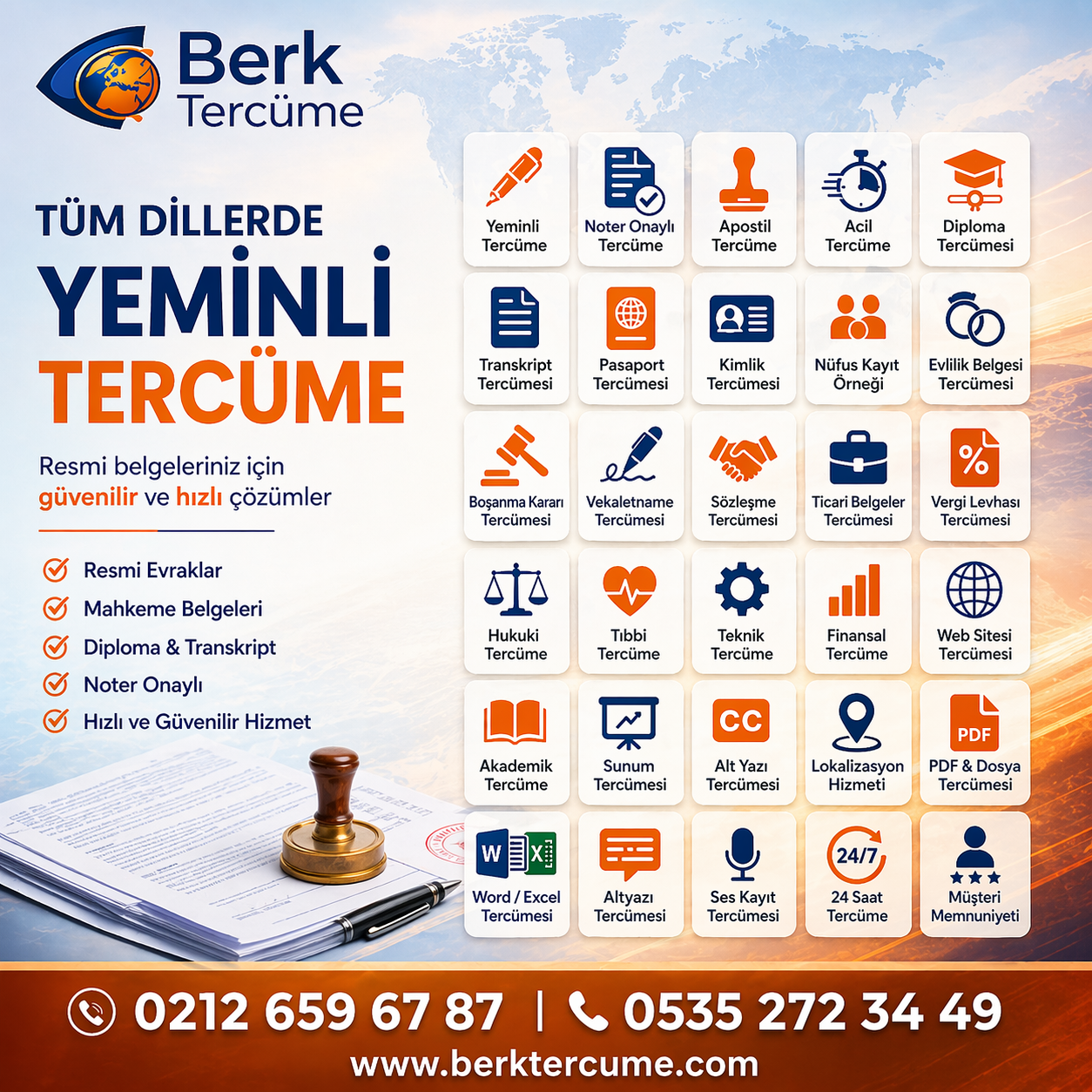 Tüm Dillerde Yeminli Tercüme Hizmeti